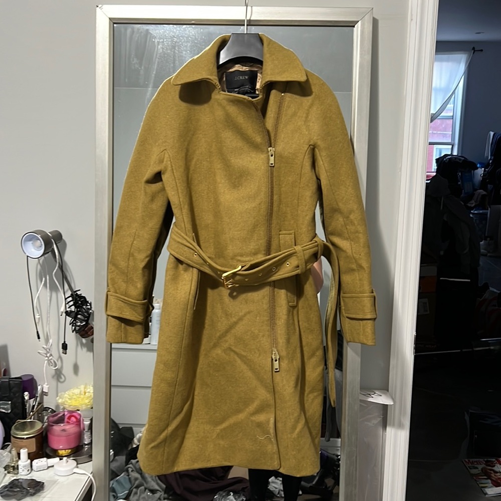 Jcrew Melton wool coat belt tie size 0P - Picture 3 of 9
